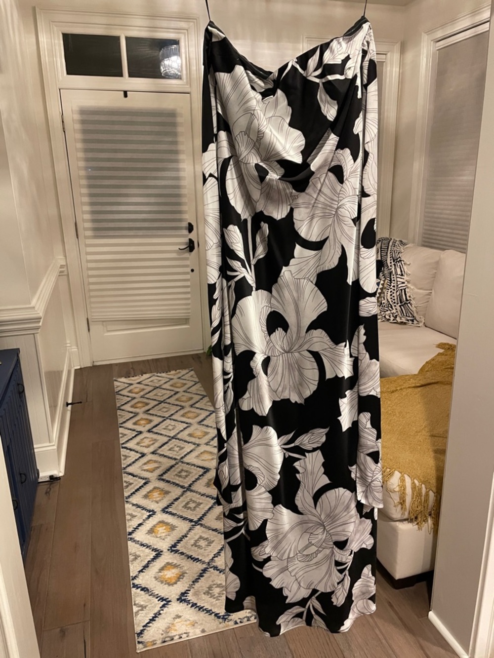 Black & White Floral Maxi Dress - Elegant Slip Style